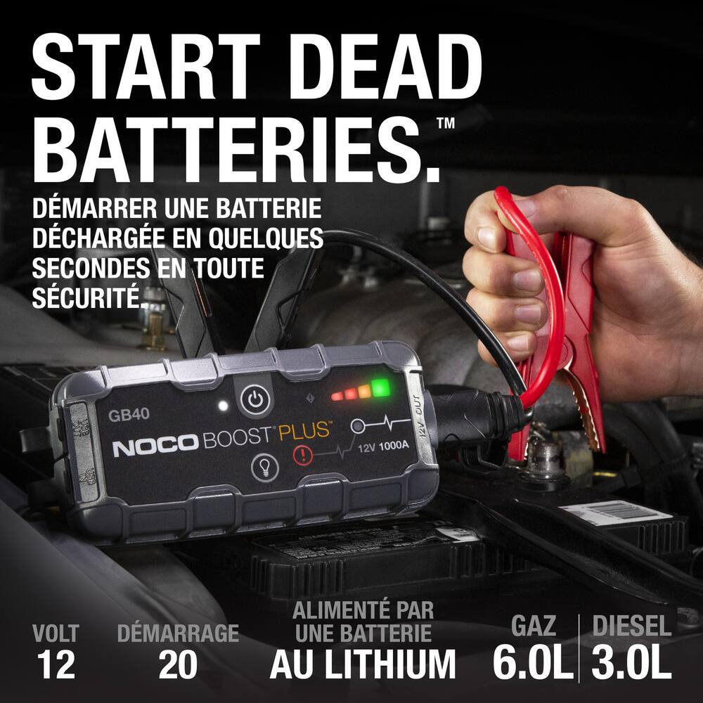 NOCO Genius GB40 Boost Plus Booster Pack/Jump Starter, 1000-Amp, 12V