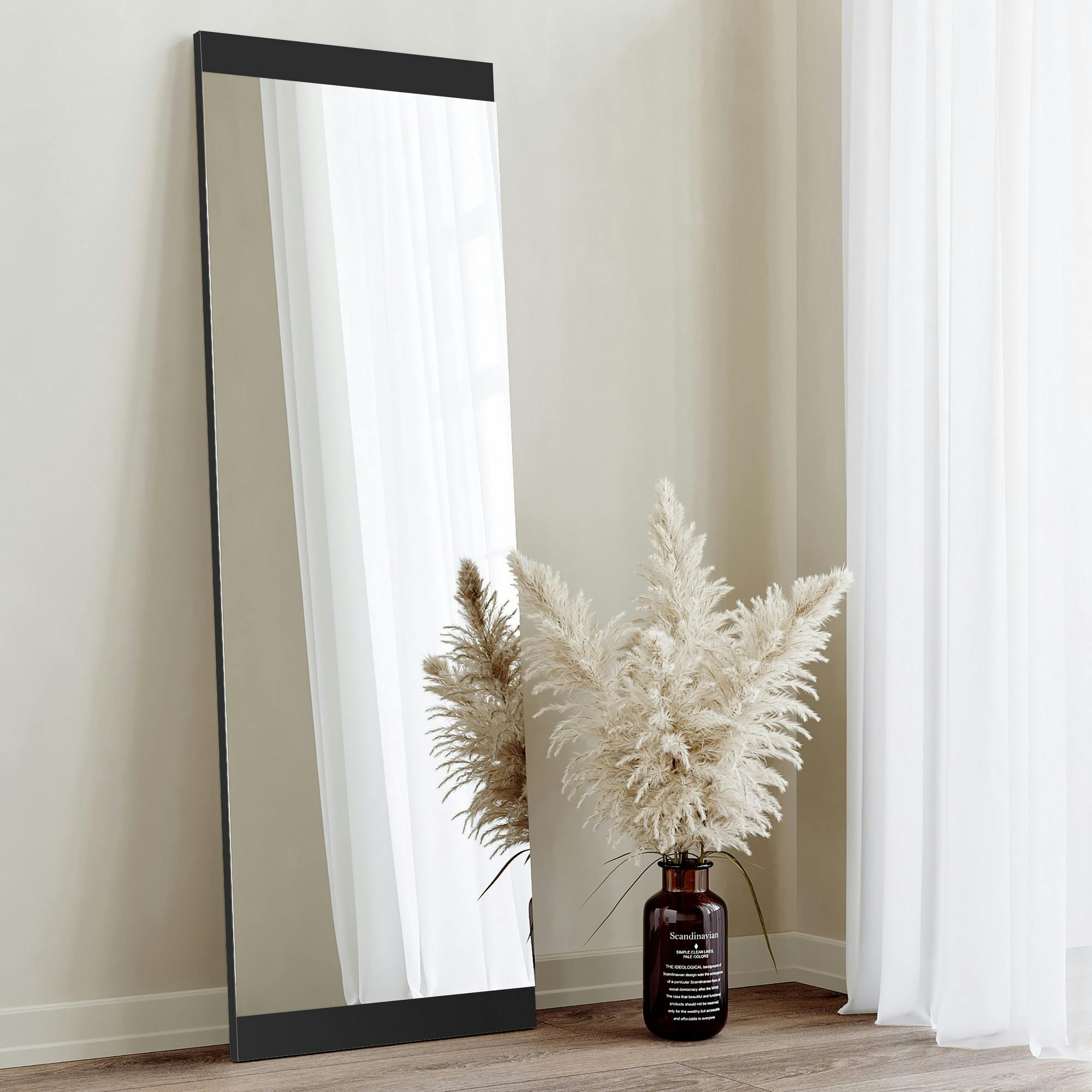 Miroir rectangulaire noir à suspendre ou poser 120 cm CODY