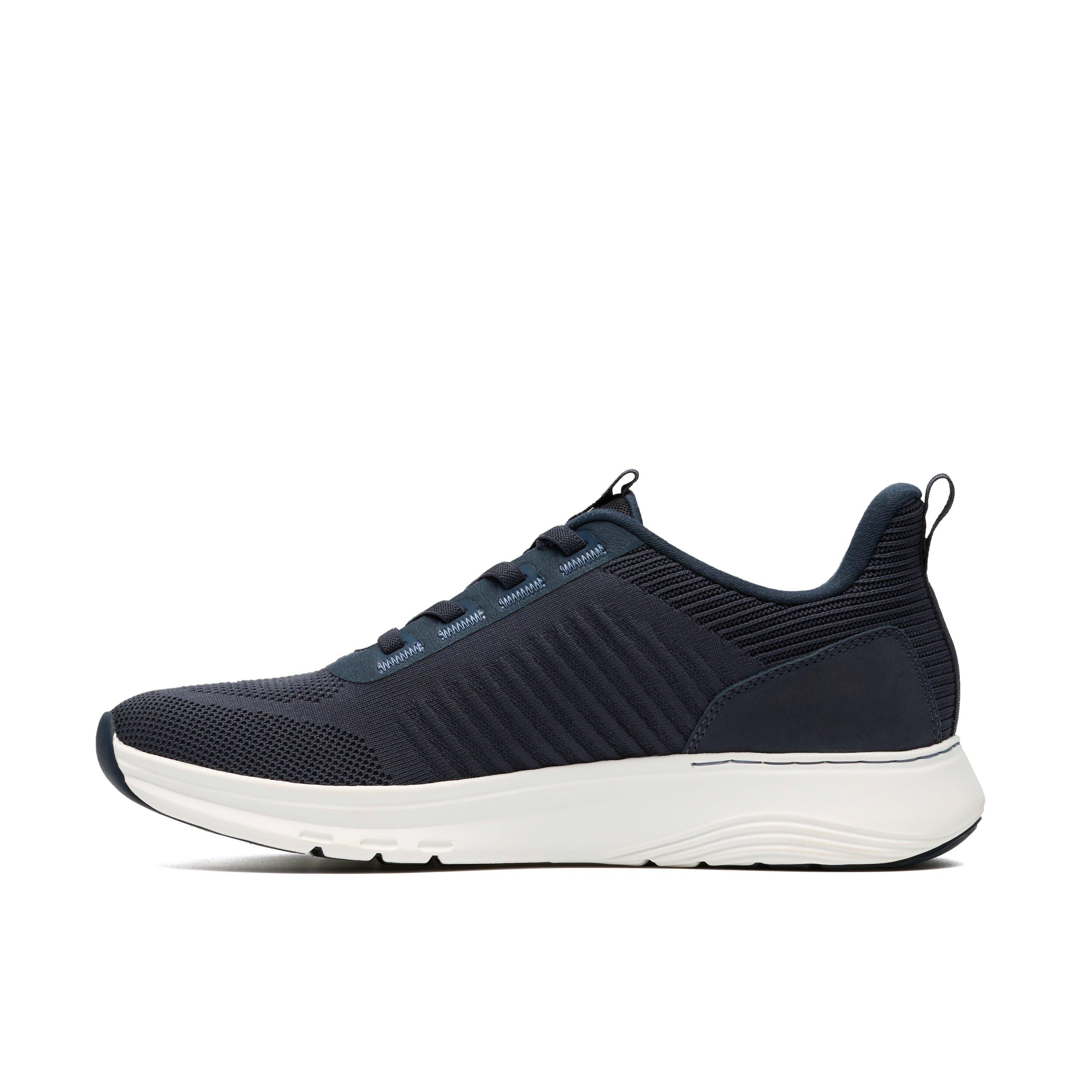 Clarks Motion Trek LT Navy Knit Trainers,Lace Up