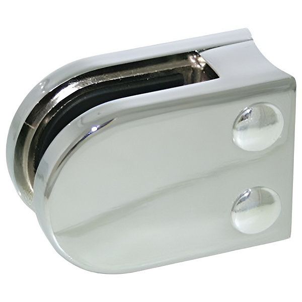 4 x Pince à verre pour tube diam. 42,4 modèle 02 - Ep. verre 8 mm - Zamak chromé brillant