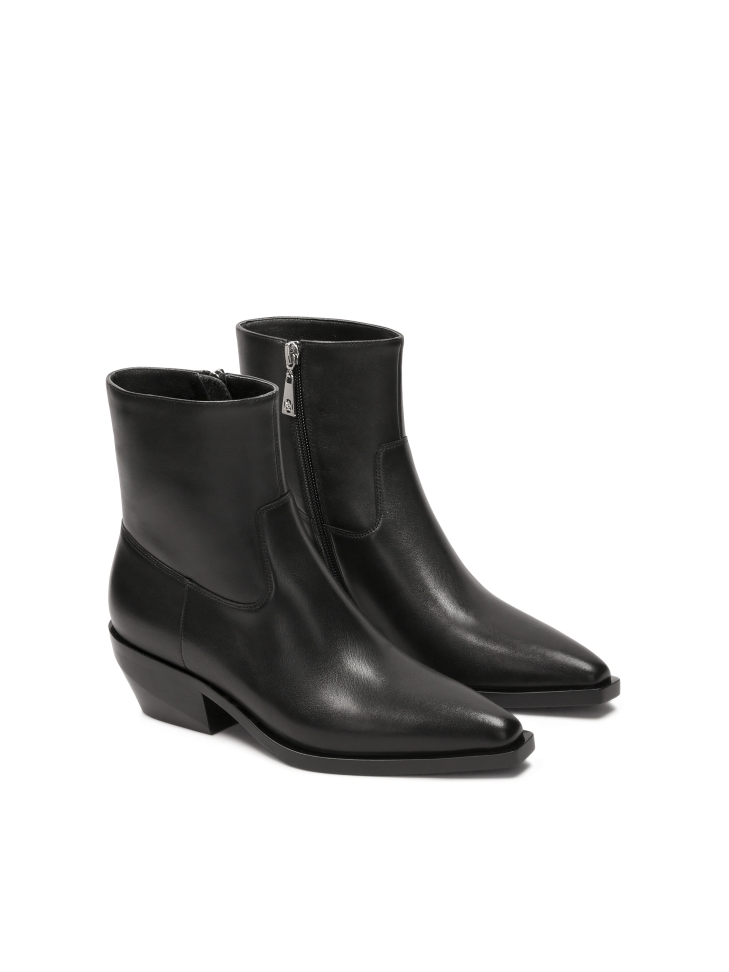 Classic black smooth leather cowboy boots