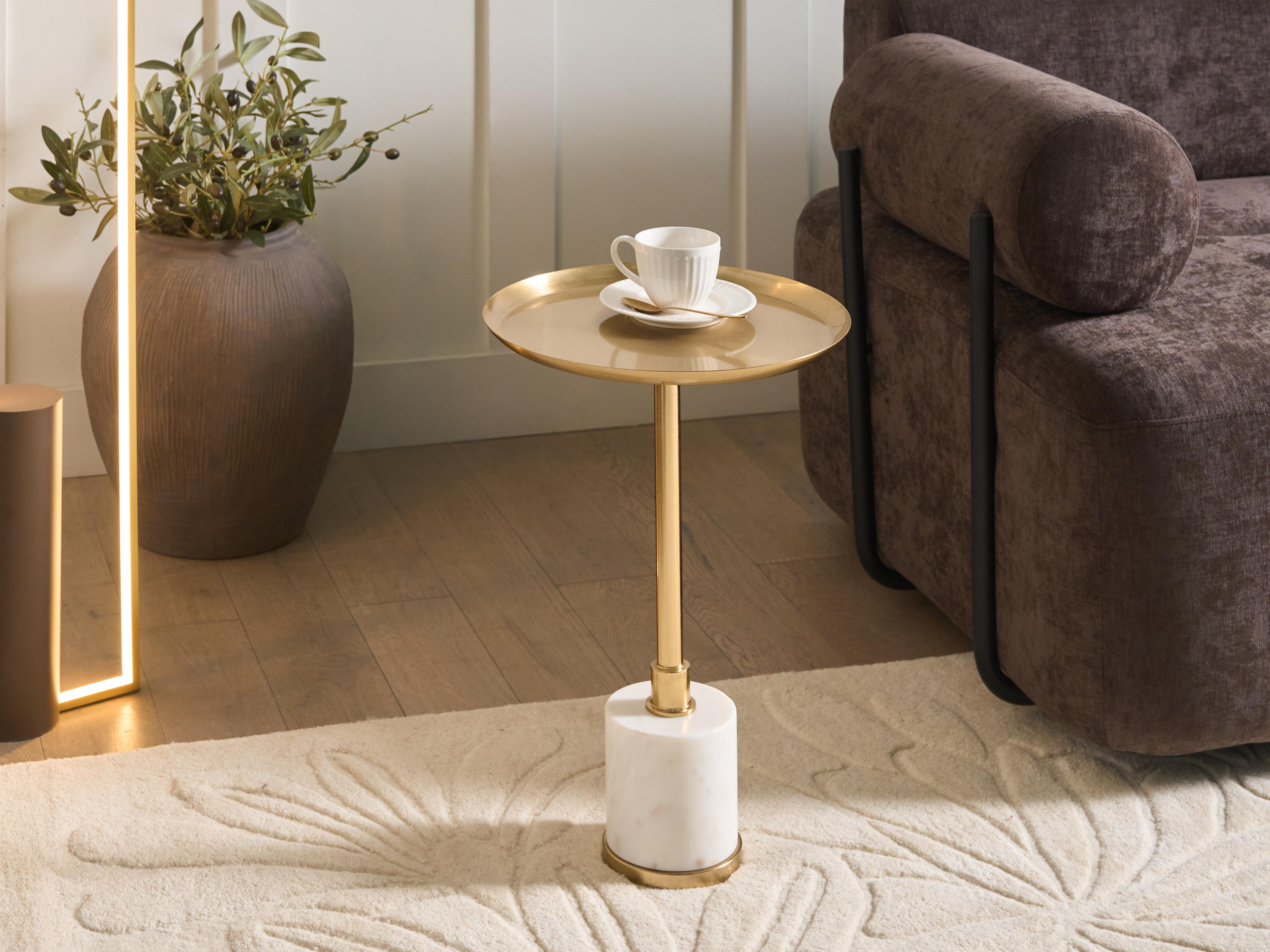 Side Table CAMELO Metal White Marble