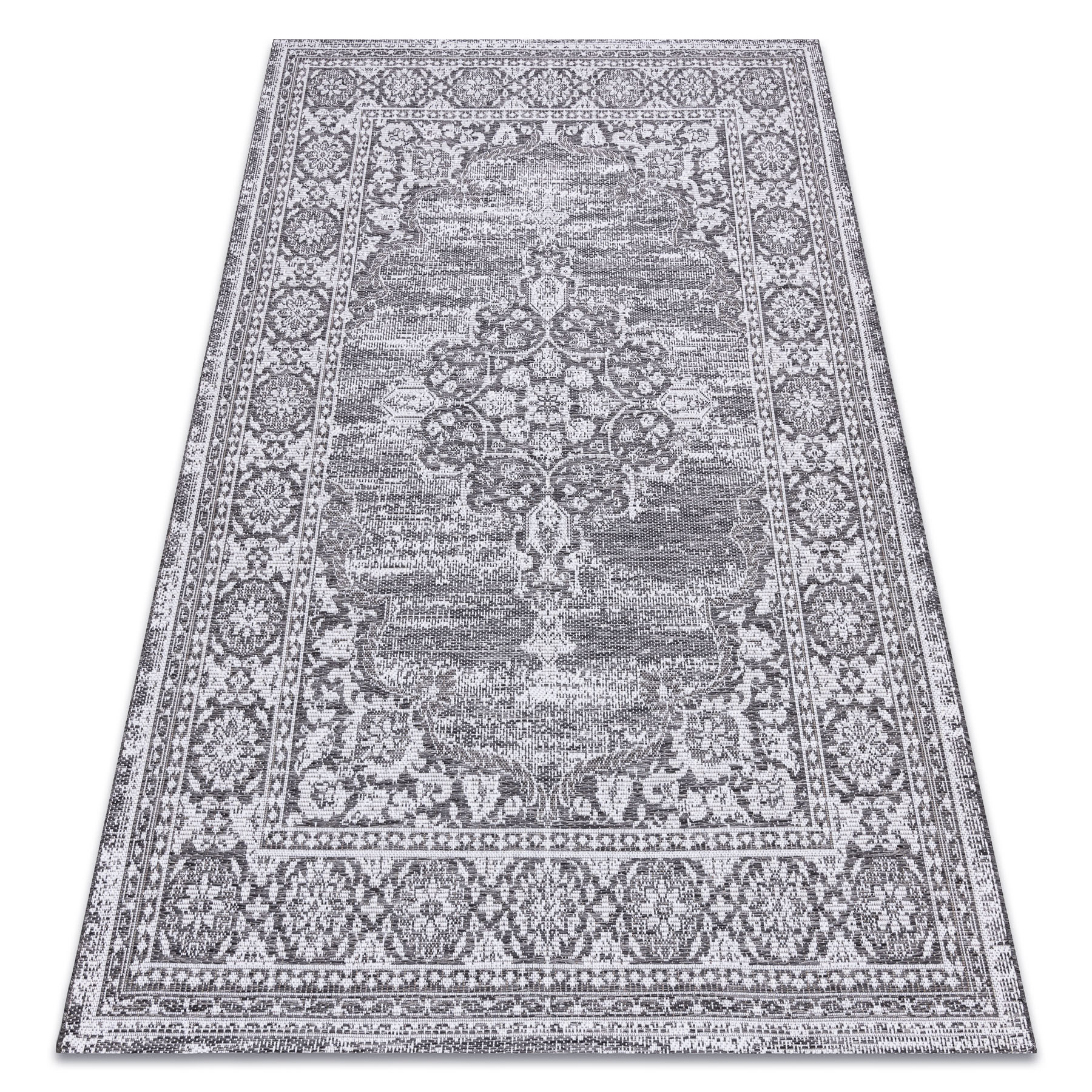 Dywan SZNURKOWY SIZAL LOFT 21213 Ornament szary / srebrny / 80x150 cm