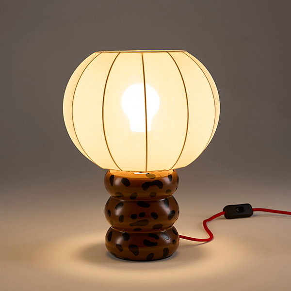 Lampe déco Taxi Brousse - avec pied en céramique motif léopard