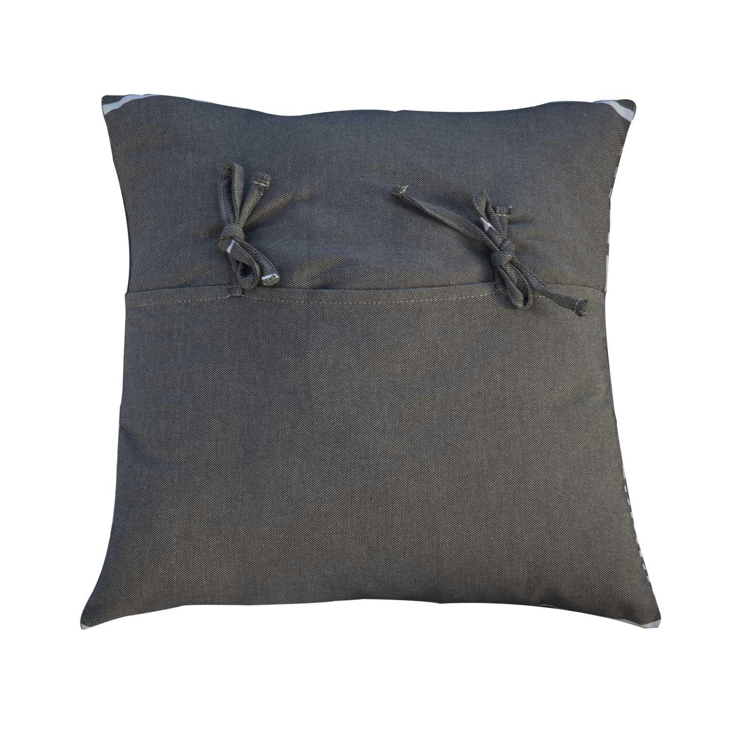 CARTHAGE - Housse de coussin coton anthracite rayures blanches 40 x 40