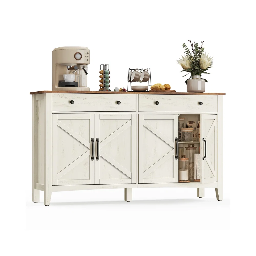 Buffet style campagne avec portes et étagère réglable