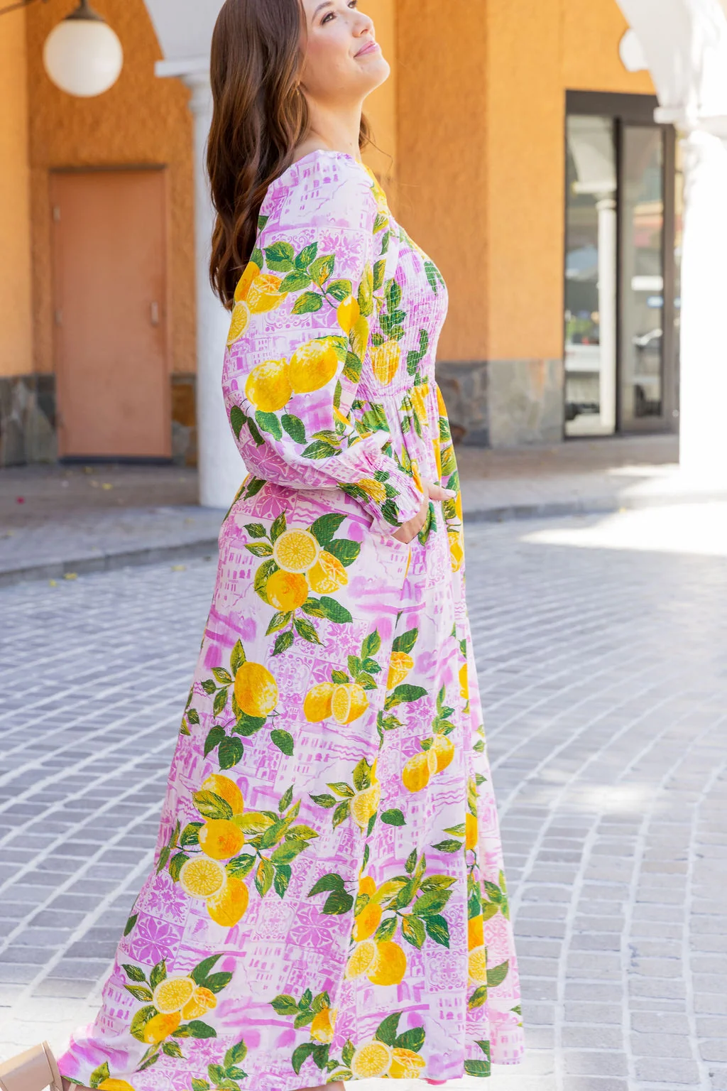 Amelia Linen Blend Maxi Dress in Themis