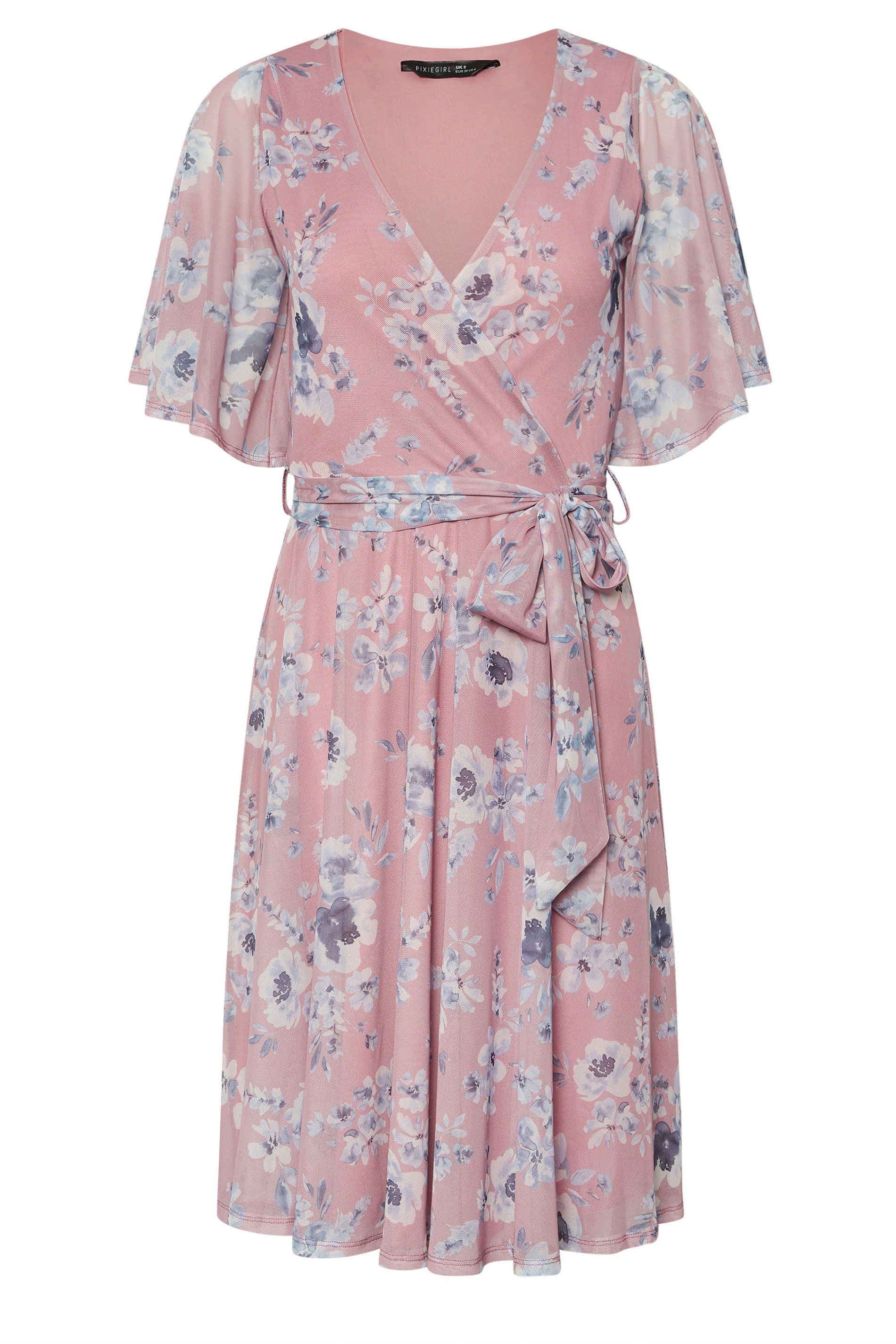 PixieGirl Petite Mesh Floral Midi Dress