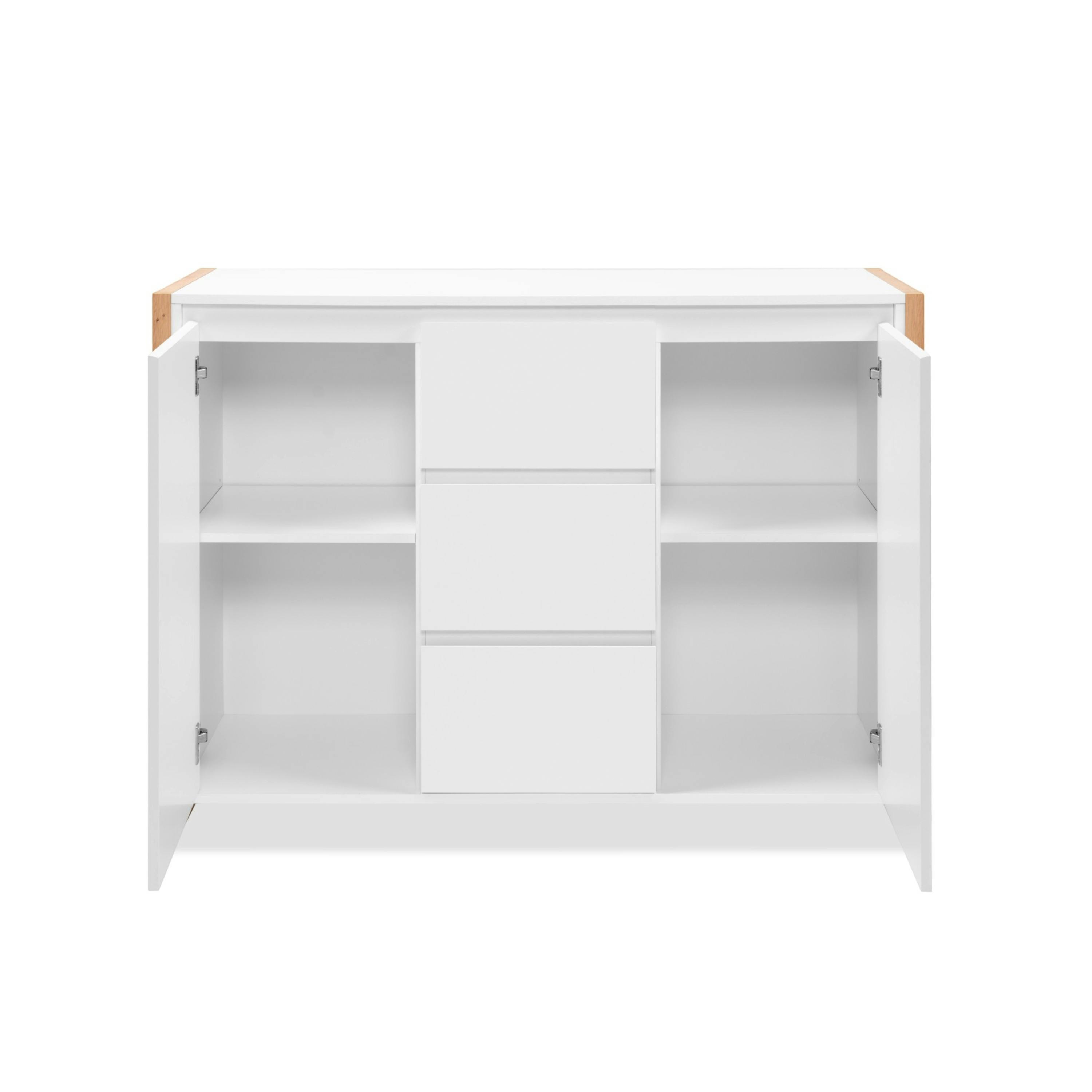 Buffet blanc 2 portes 3 tiroirs 122 cm ALVA