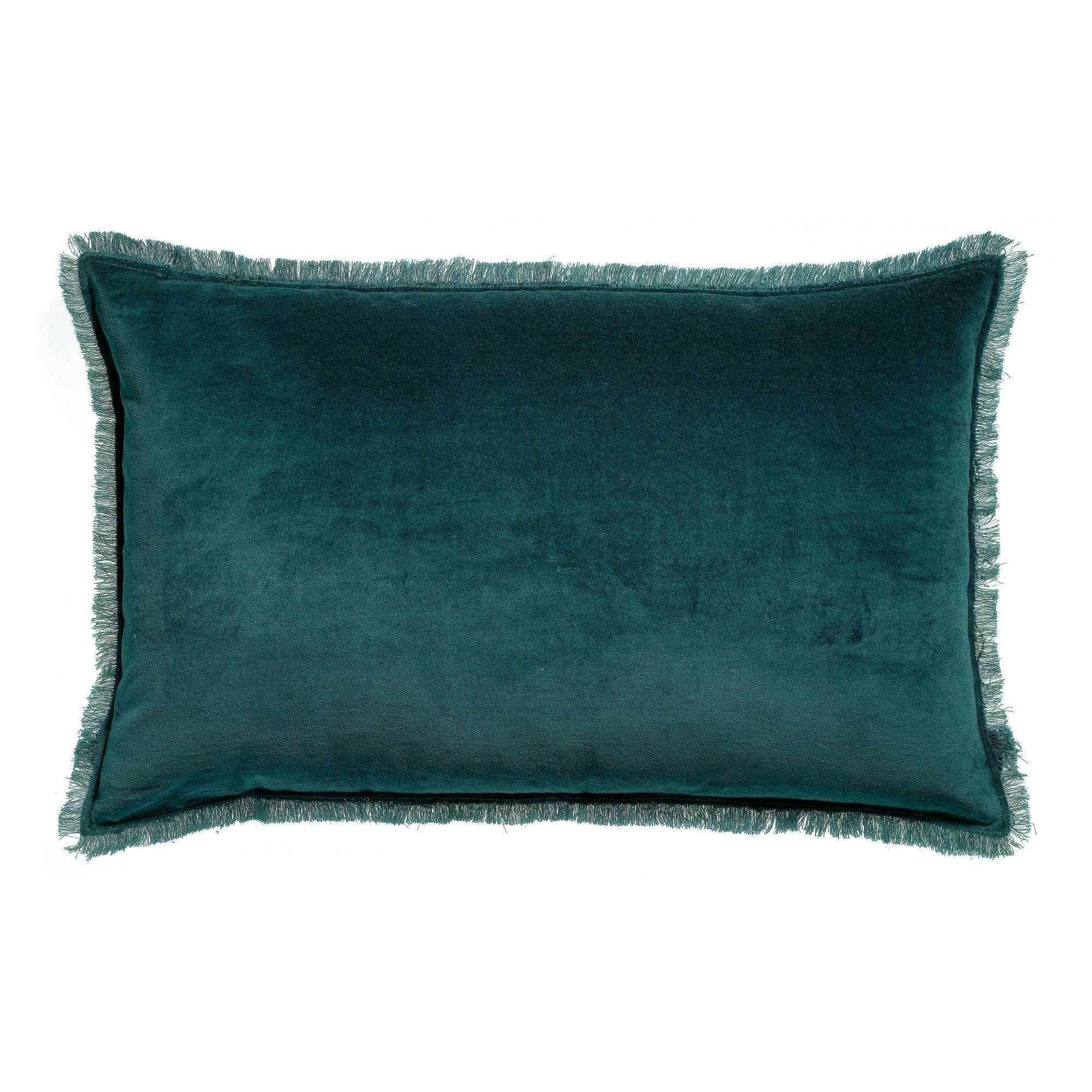 FARA - Coussin uni  en coton paon 30 x 50
