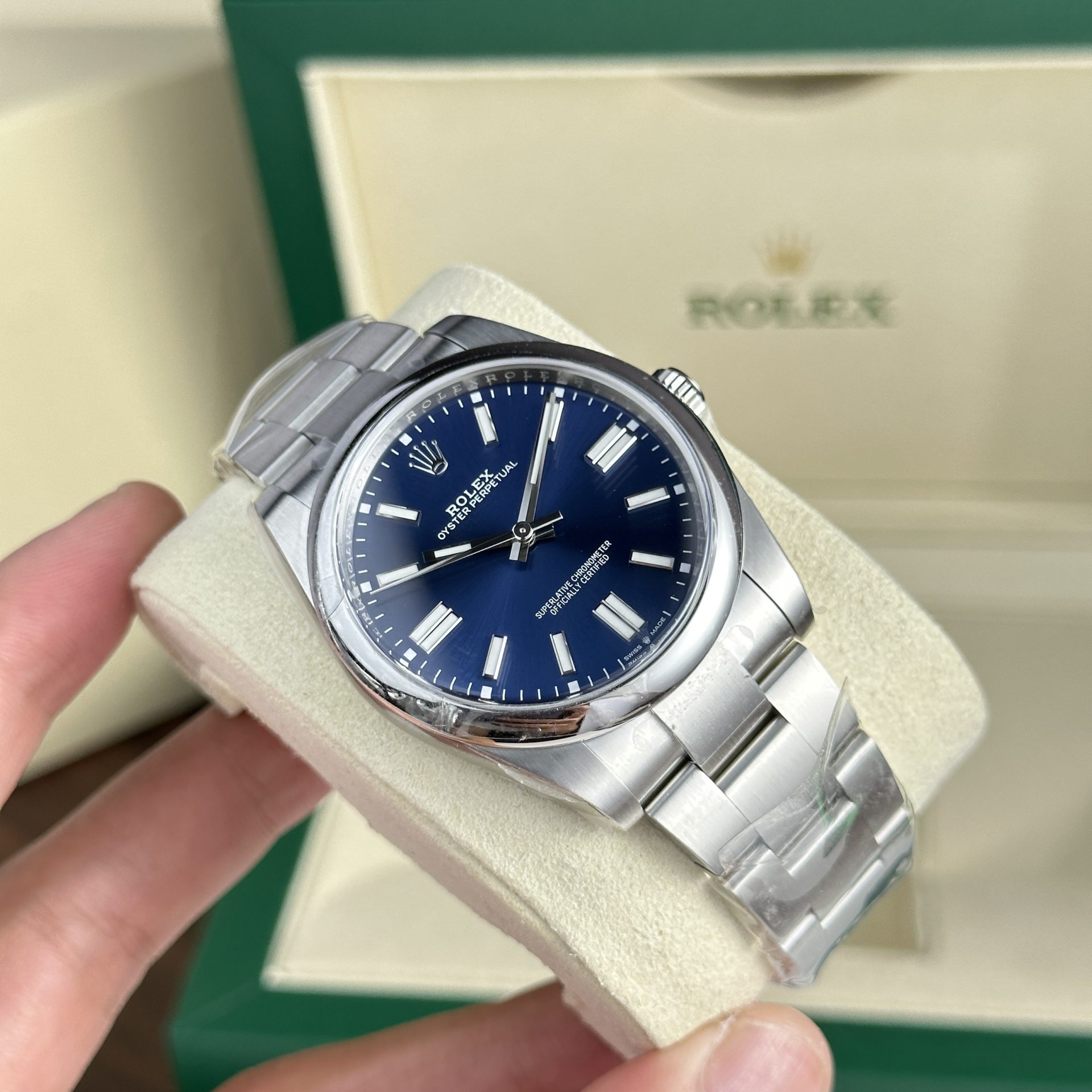 Rolex Oyster Perpetual 124300 904L Steel Blue Dial 41mm Oyster Super Clone