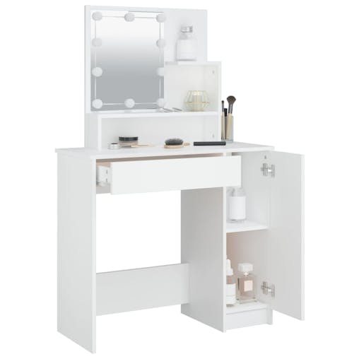 NNEVL Dressing Table with LED White 86.5x35x136 cm