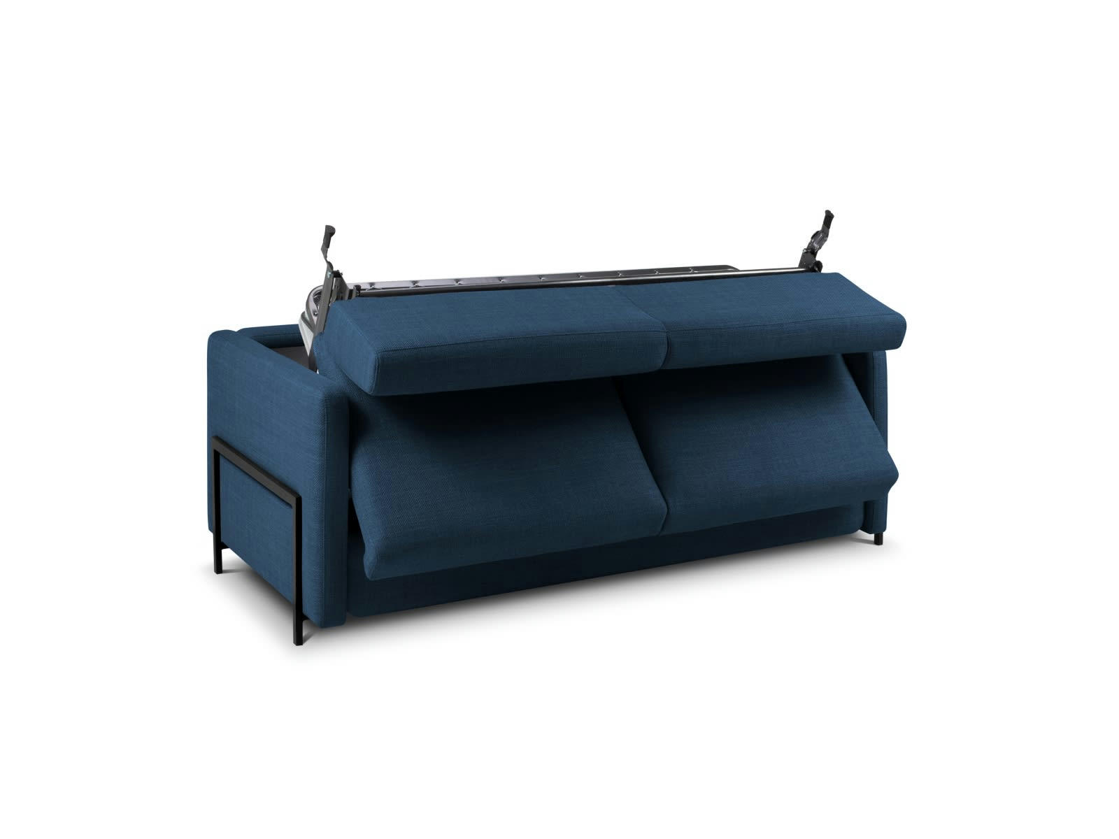 YANIS - Canapé Convertible 2 places en Tissu Structurel Bleu