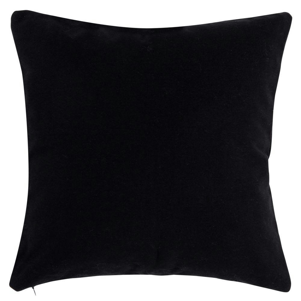 - Housse de coussin en coton blanc motif floral brodé en lurex doré 40x40