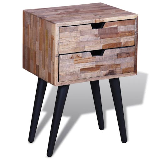 NNEVL Nightstand with 2 Drawers Reclaimed Teak Wood