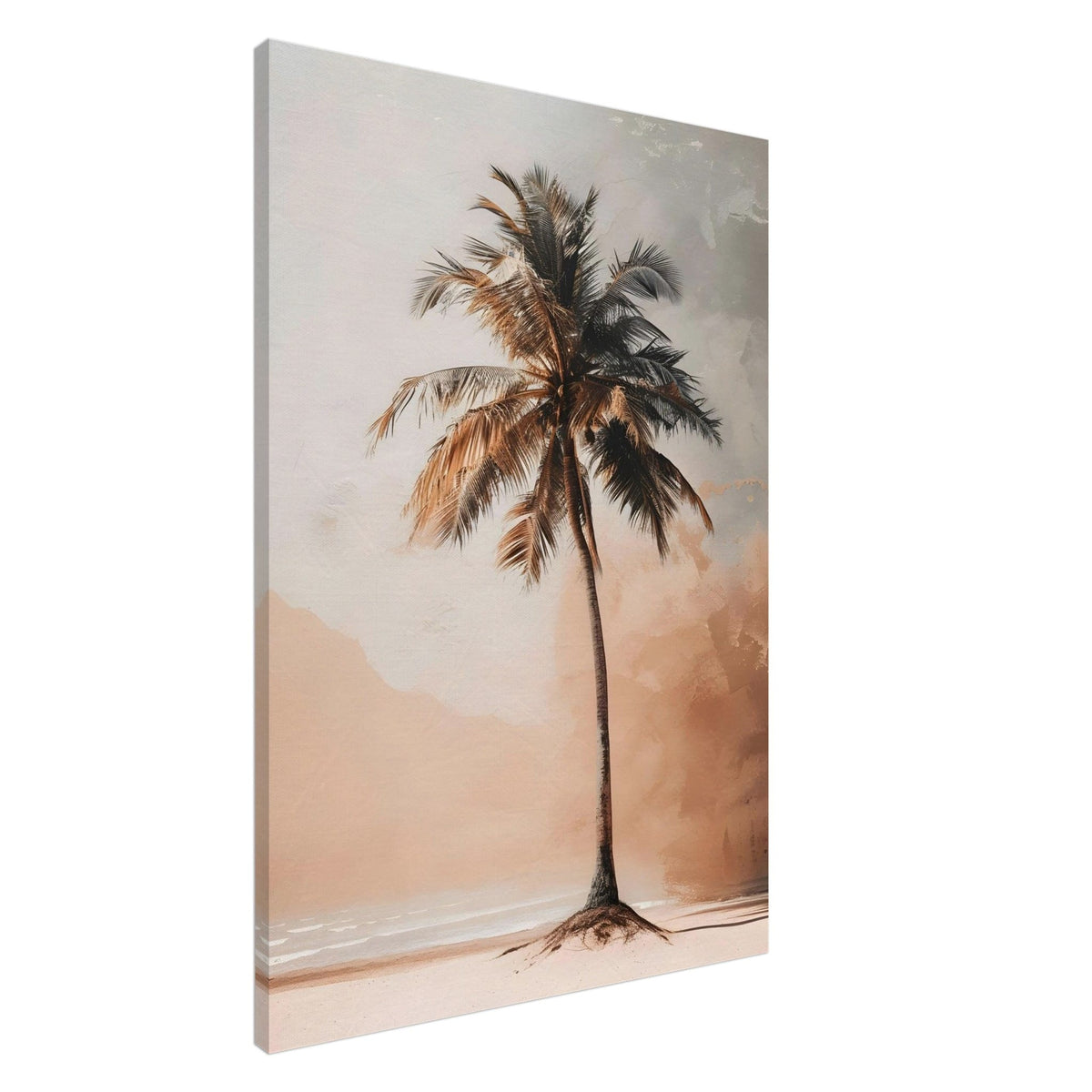 Artfulprints Canvas Palm tree on the beach canvas - 75x100 cm - beige