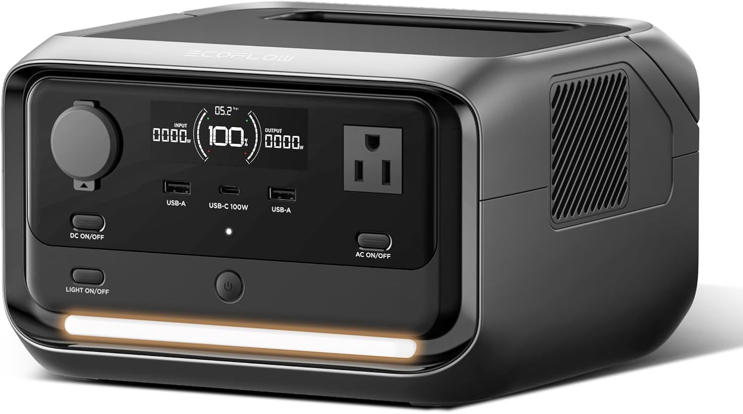 EF ECOFLOW Portable Power Station RIVER 3 Plus  286Wh/12800mAh LiFePO4 Battery  3 Up to 1200W AC Outlets
