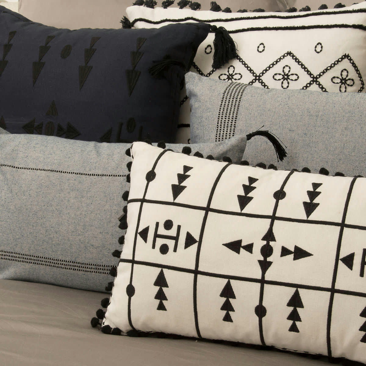 HANA - Housse de coussin coton  50x30 denim