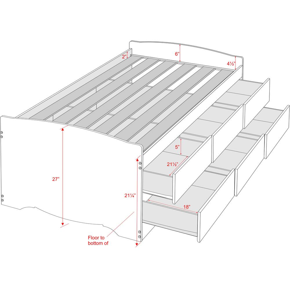 Prepac 6-Drawer Captain's Platform Storage Twin Bed