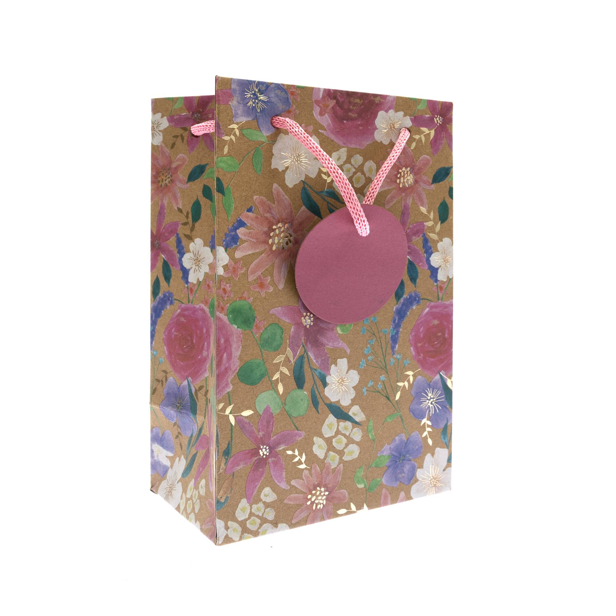 Kraft Floral Print Perfume Gift Bag 12cm x 20cm