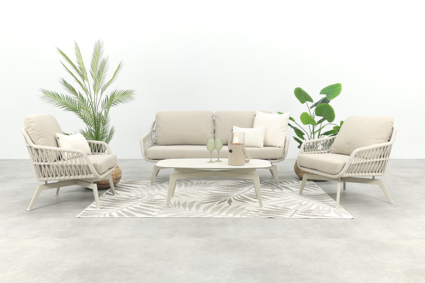 VDG Hadassa stoel-bank loungeset (4-delig) - Rope Zand