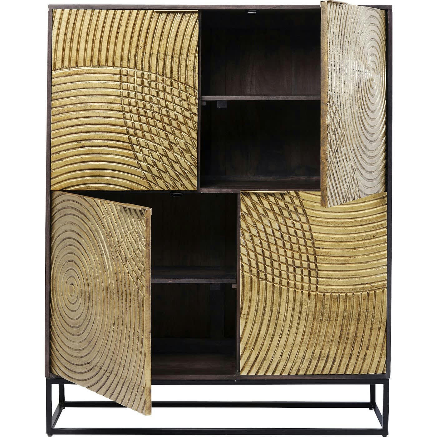 CIRCULO - Armoire 4 portes en acacia et manguier massif doré