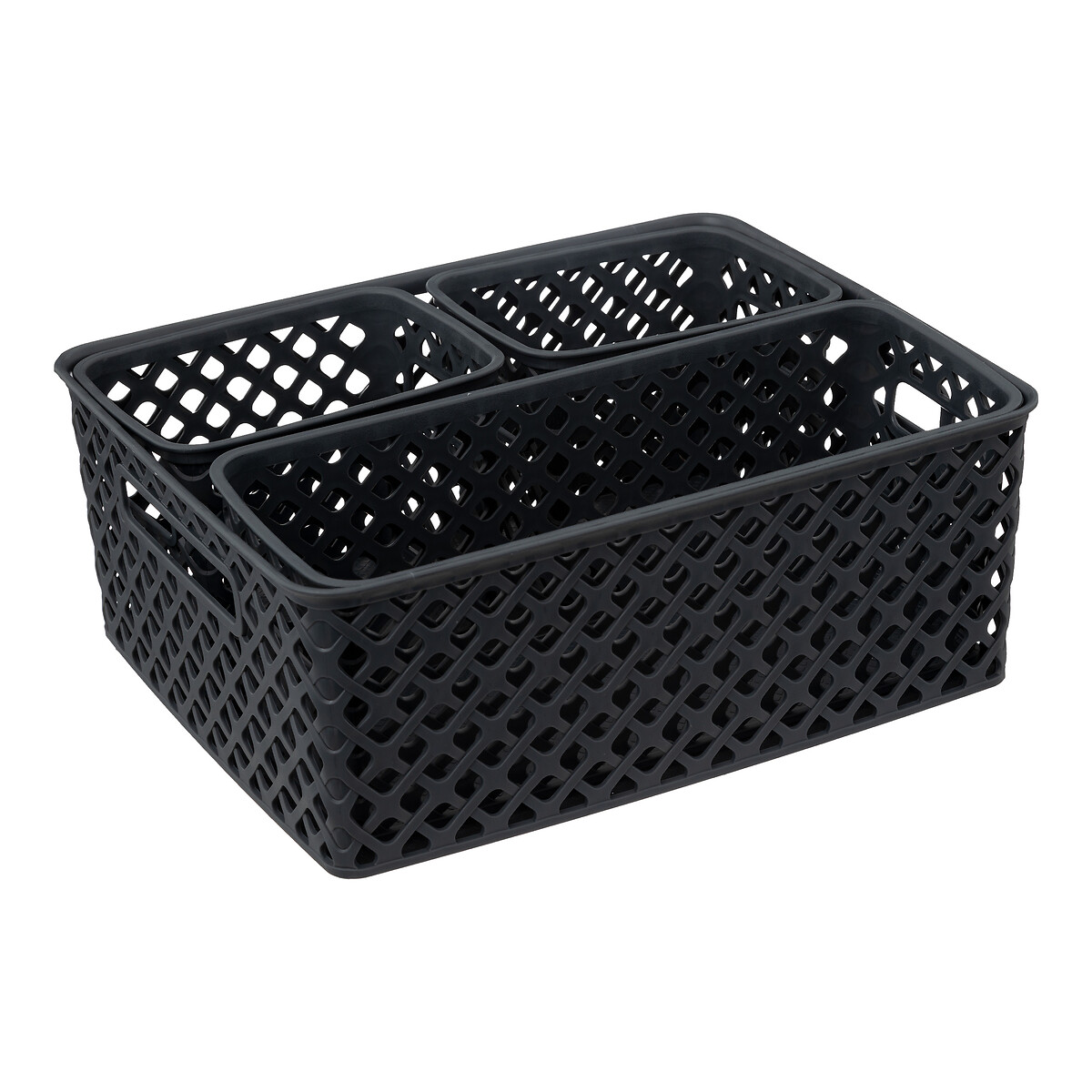 Conjunto de 4 cestos de arrumação FOLK cinza escuro