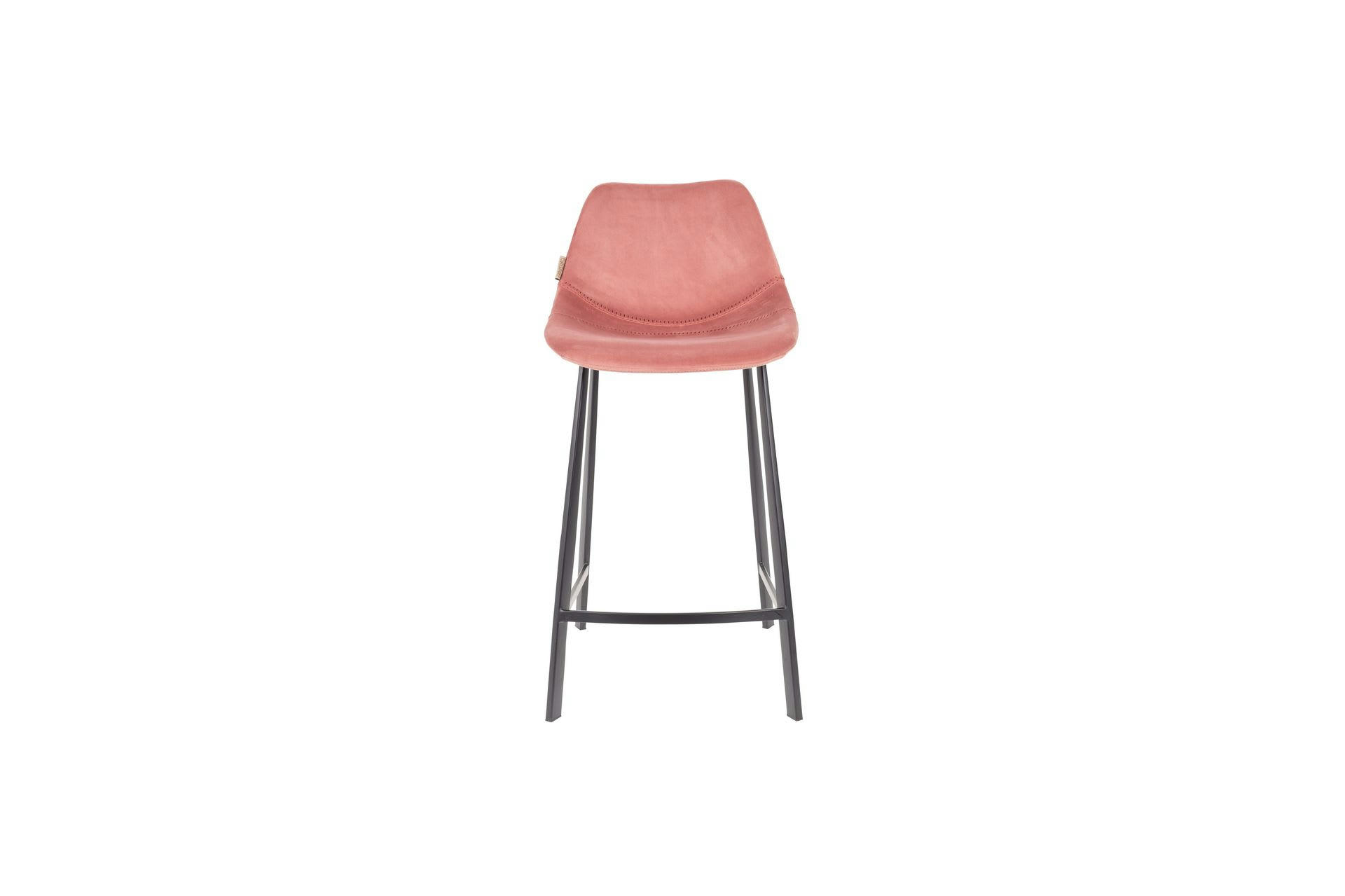 FRANKY 65 - Tabouret de comptoir en velours rose