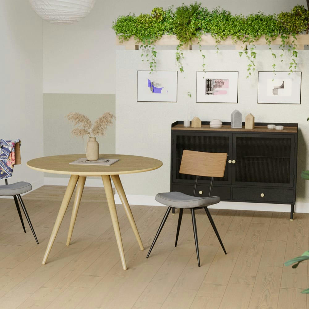 LIWA - Table ronde 4 personnes en bois clair naturel D105 cm