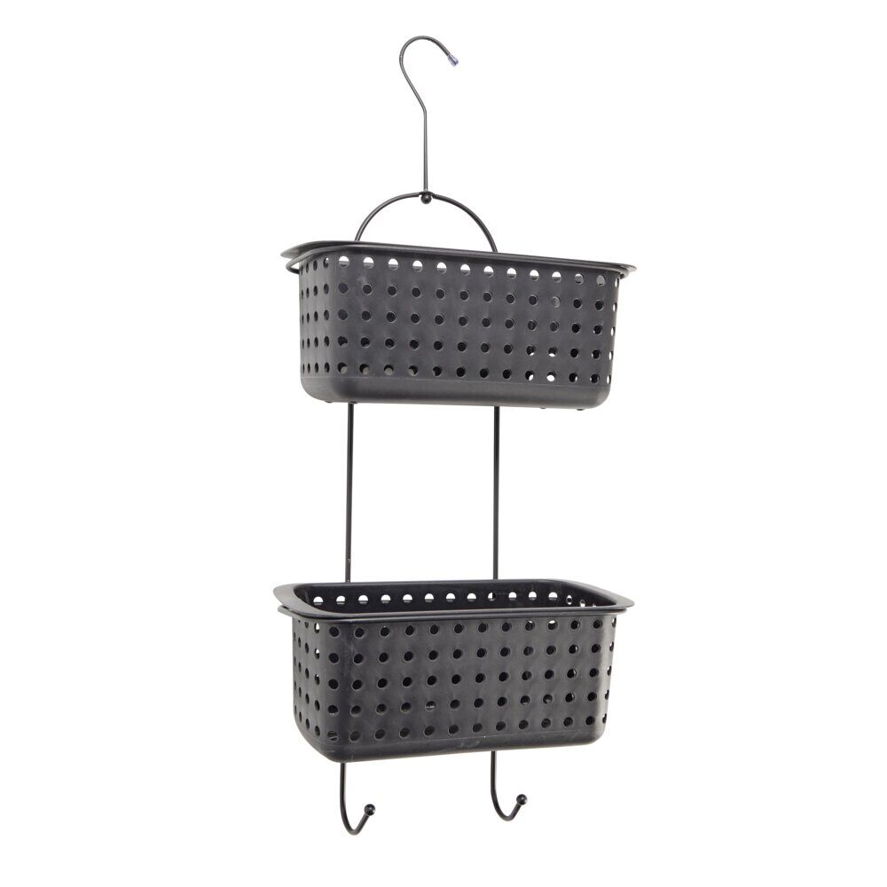 Serviteur de douche à suspendre 2 paniers plastique noir 29,5x14xH70cm