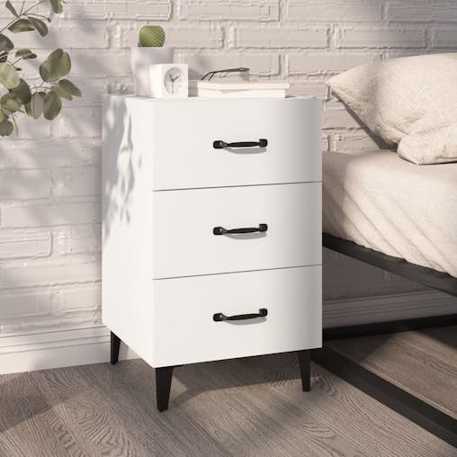 NNEVL Bedside Cabinet White 40x40x66 cm Engineered Wood