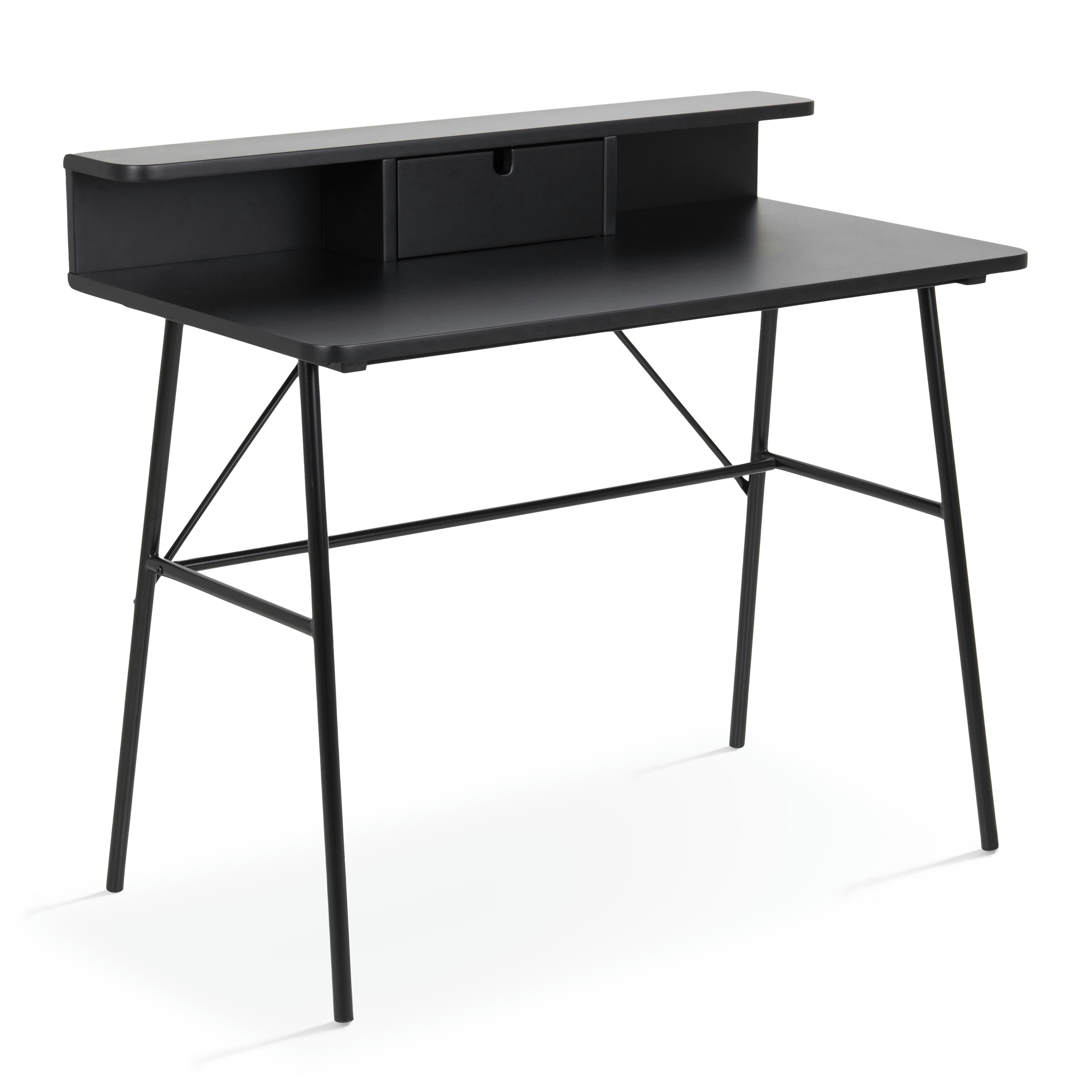 BRUCE - Bureau style contemporain en bois vernis noir