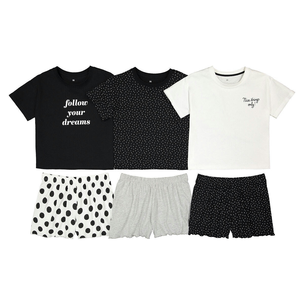 Lot de 3 pyjashorts en coton à pois