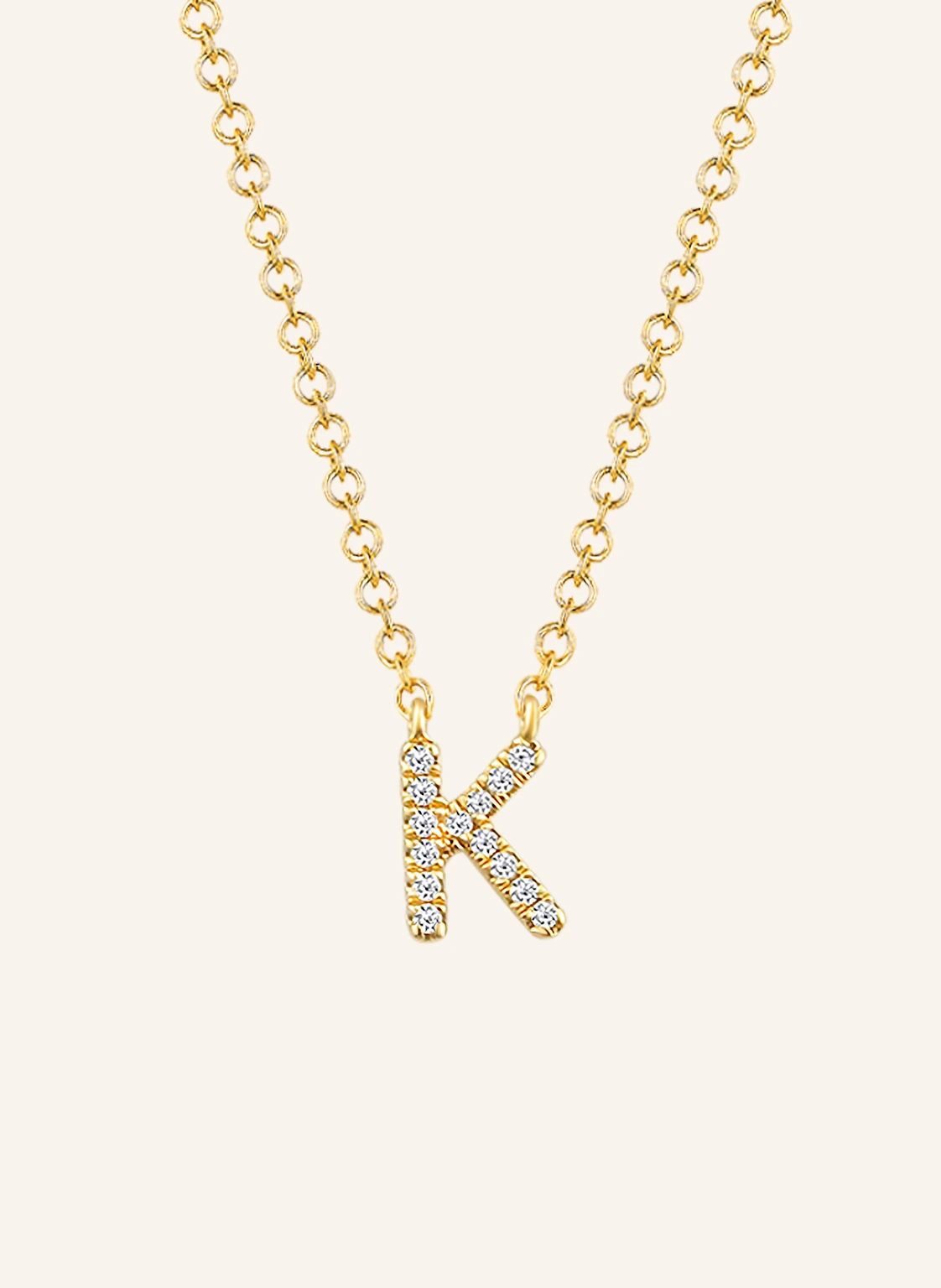 Leaf INITIALIEN Halskette „K“ aus 14 Karat Gelbgold mit Diamanten