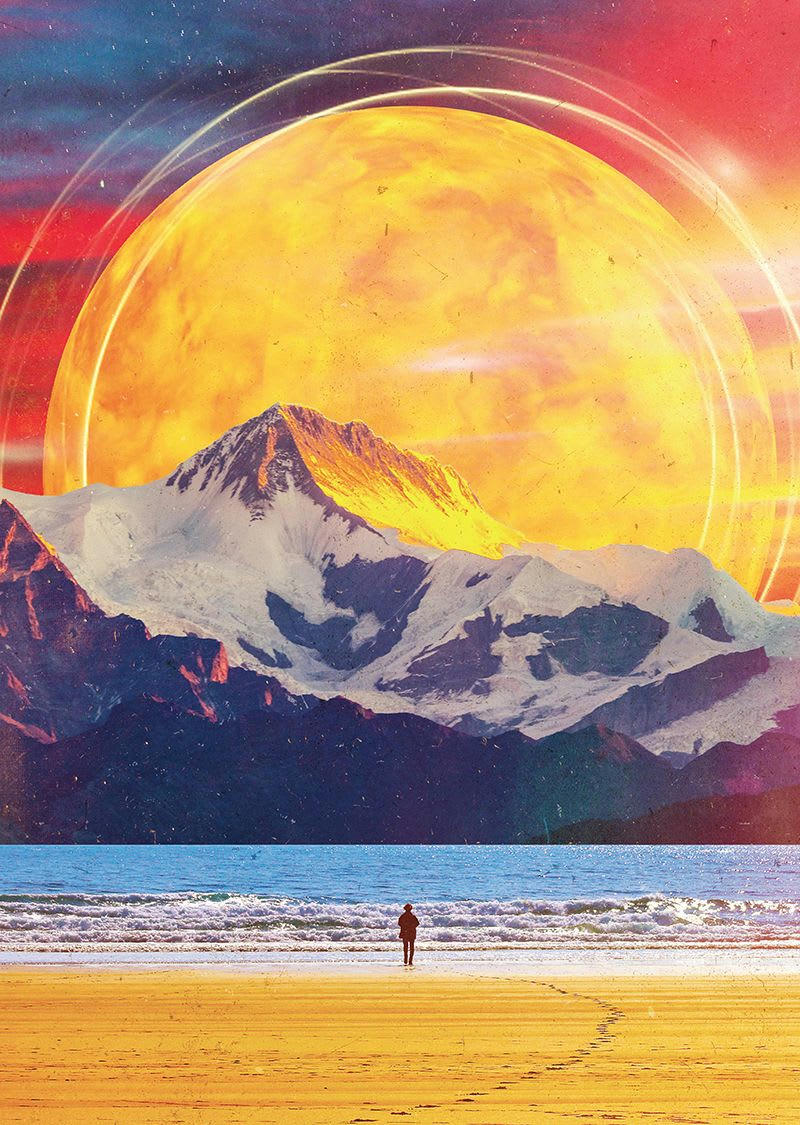 SCIFI ESPACE - Tableau métal the mountain 32x45