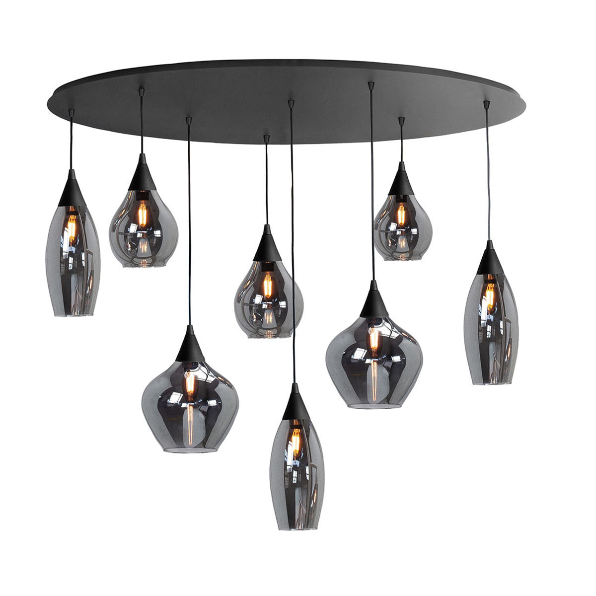 Highlight hanglamp Cambio - 8 lichts - 95 x 160  cm - zwart