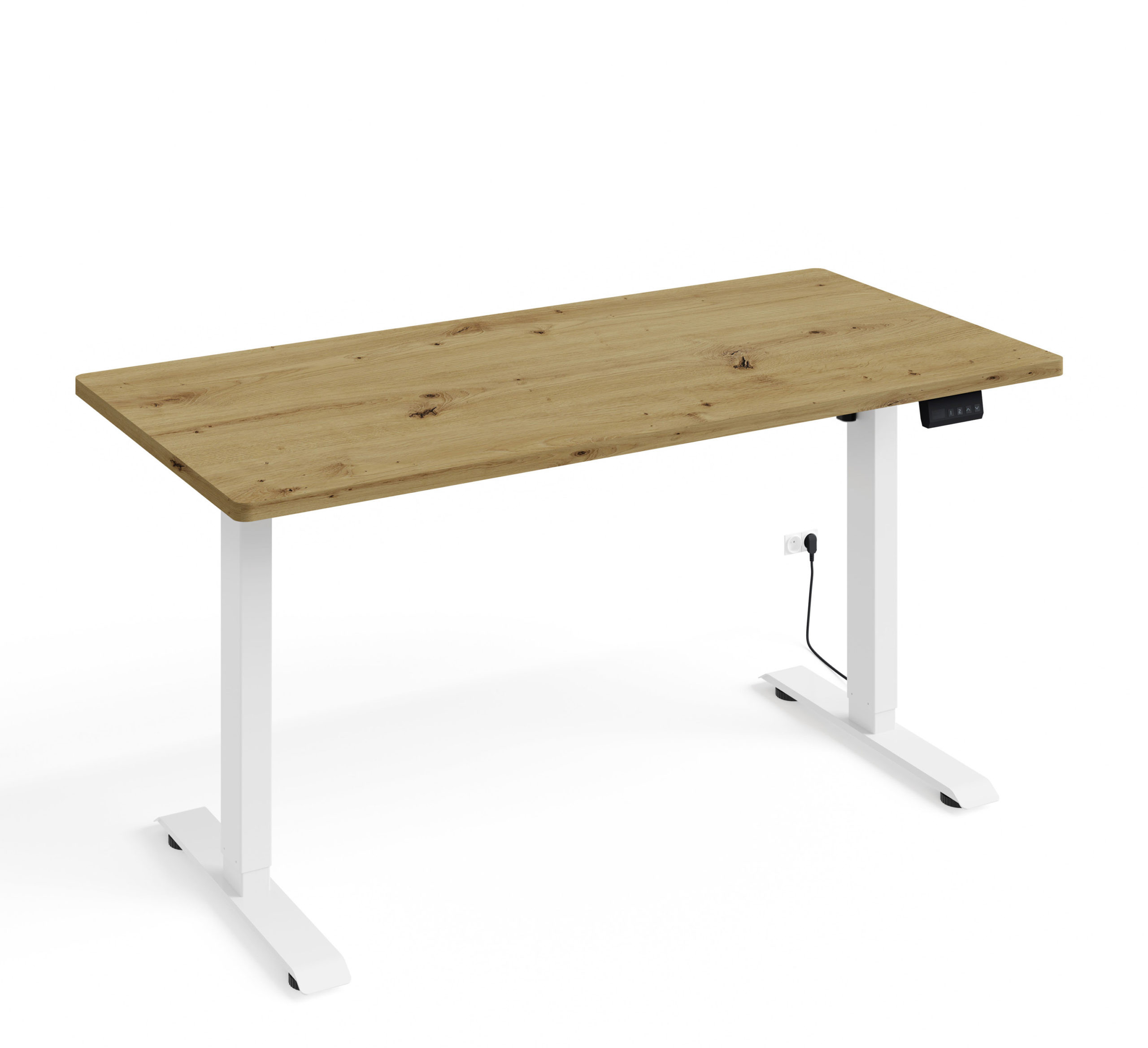 Biurko elektryczne BIMOTION 1S z regulacją 120x65x2,5 cm biały/dąb artisan