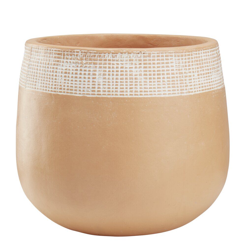 Pot rond en terre cuite naturel et blanc Ø38 cm