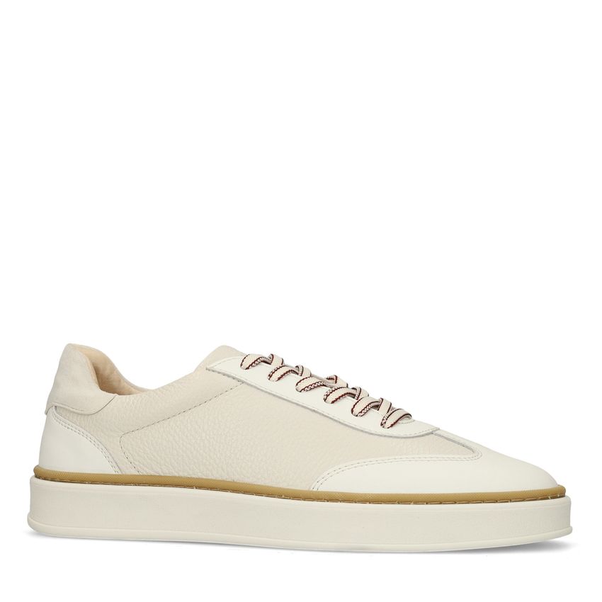 Manfield Off white leren sneakers