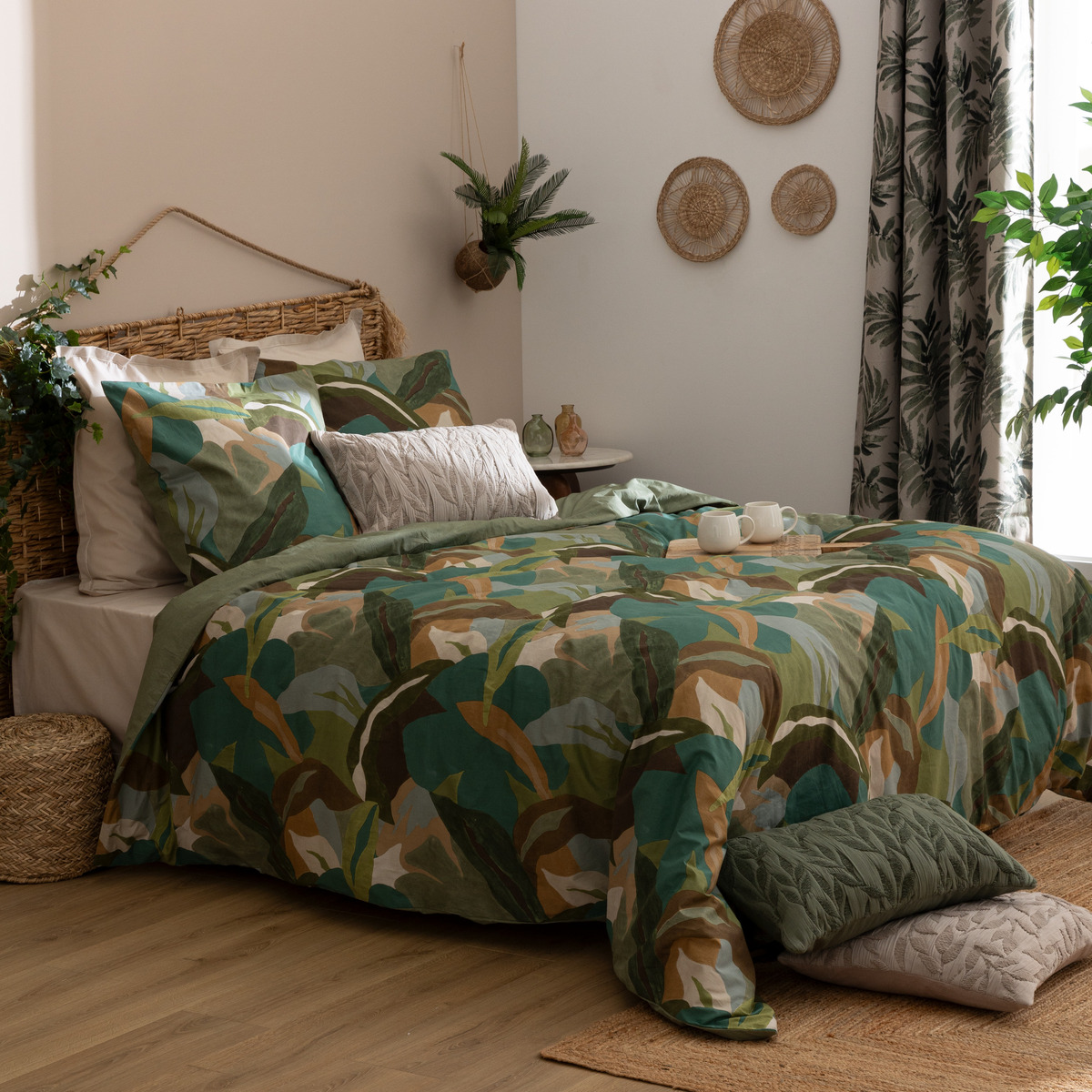 3-piece bed set "Renata" Cotton Percale, Green, 240x220 cm