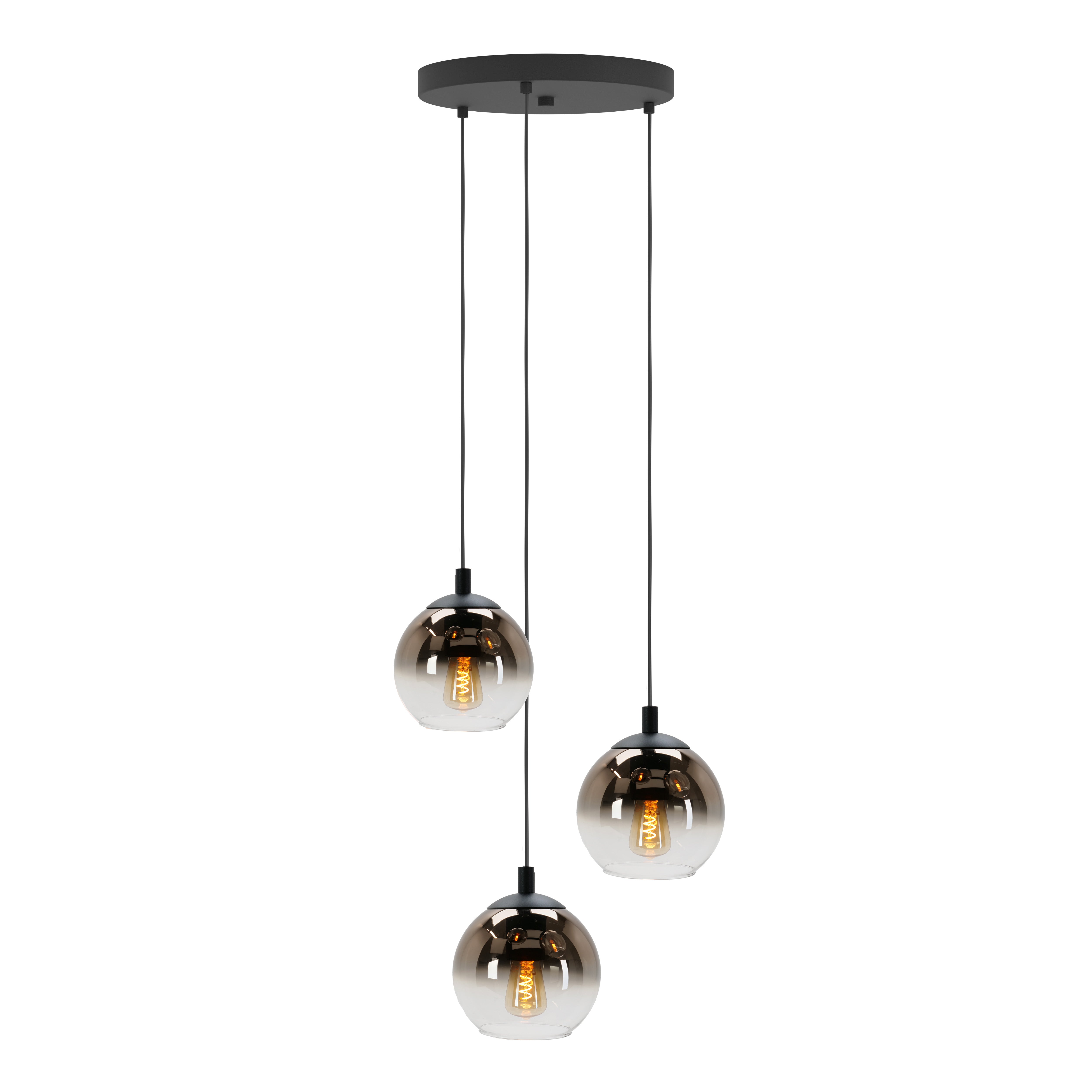 EGLO hanglamp Ariscani 1 - ø 42,5 cm - koperglas - 3 lichts - zwart