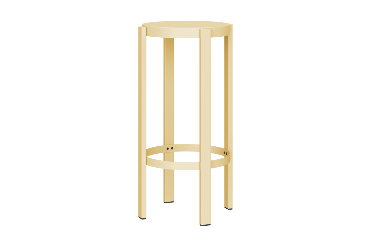 noo.ma Doon barkruk 75 cm - Butter Yellow, metalen zitting en frame