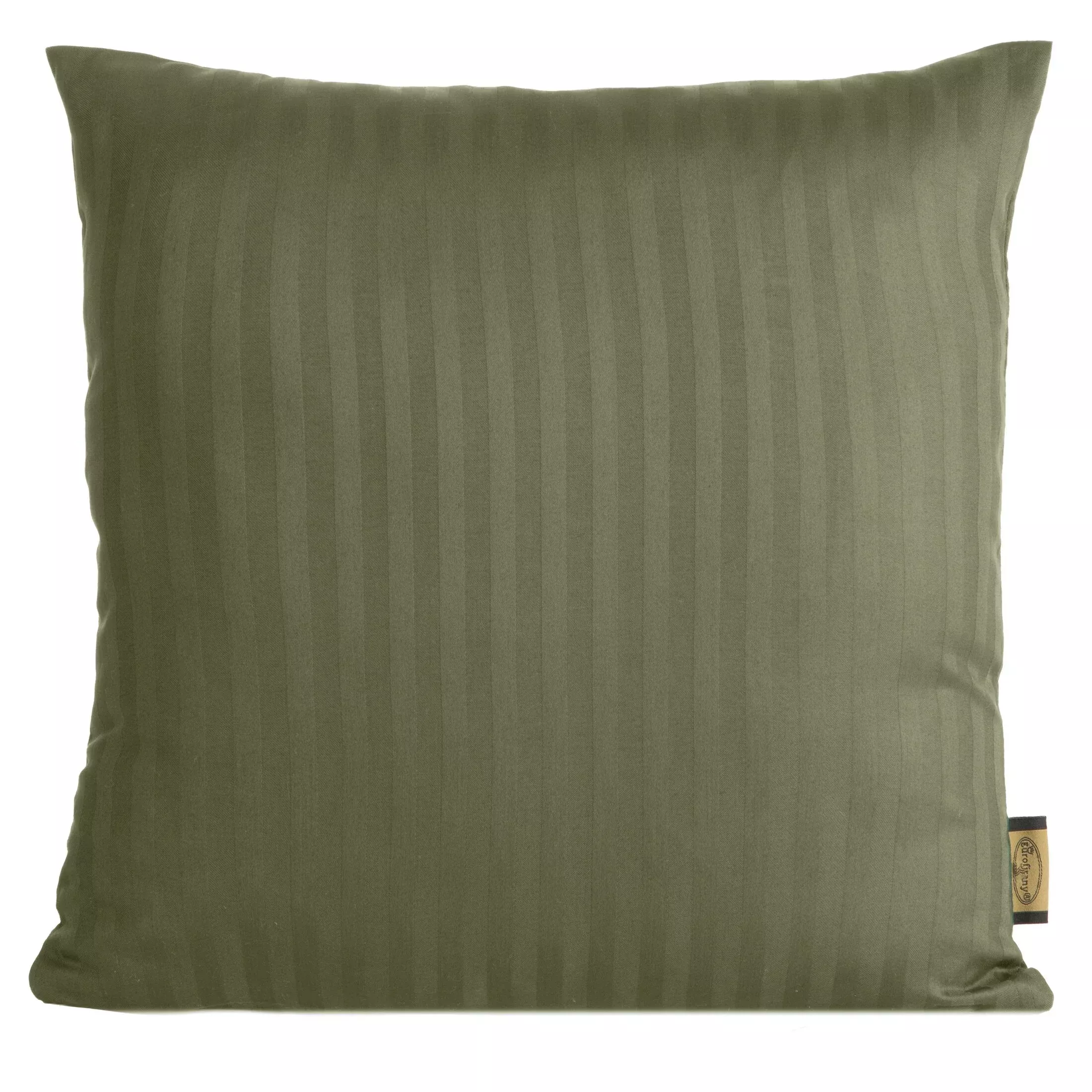 Poszewka na poduszkę 40x40 cm z satyny bawełnianej oliwkowa w delikatne prążki VERA