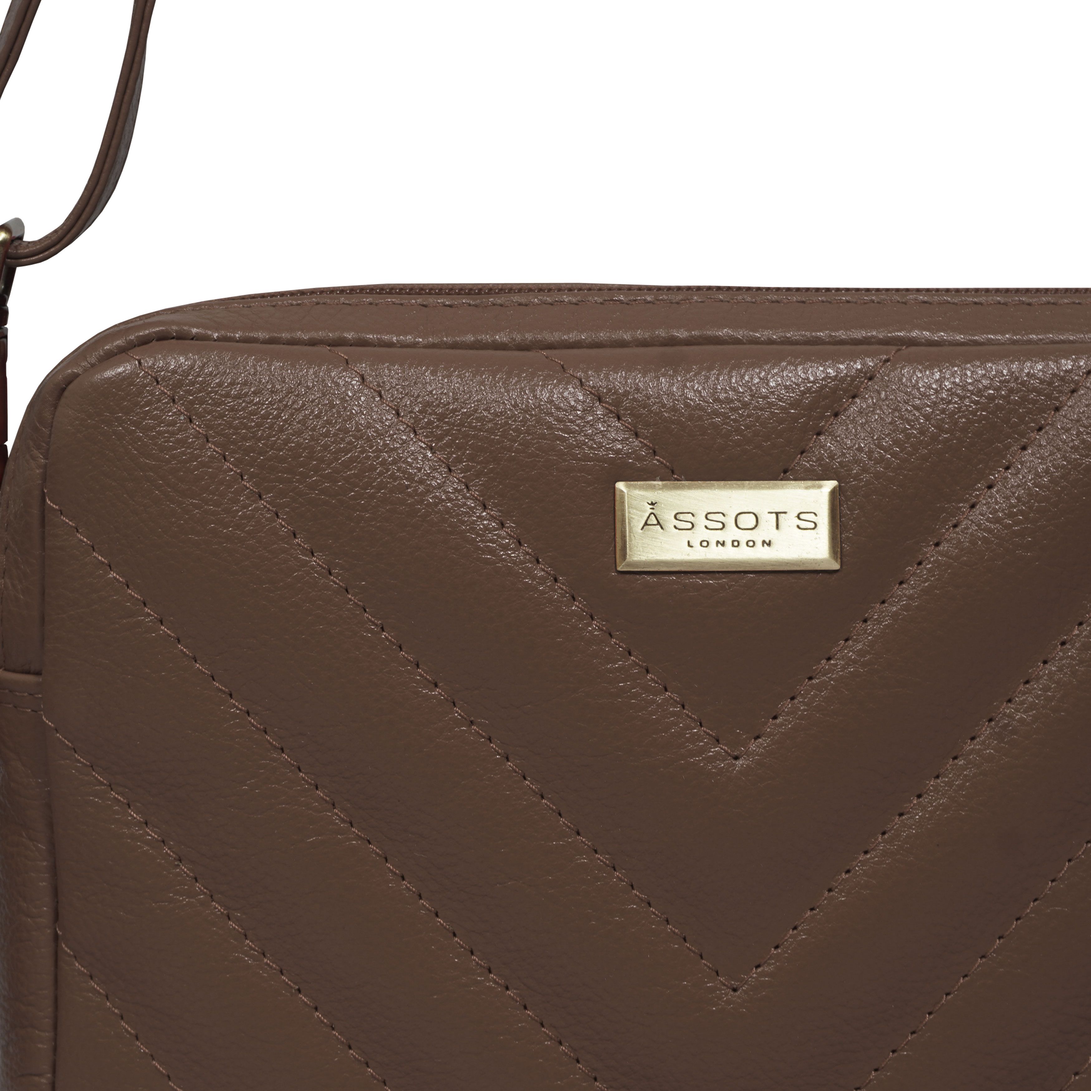 Assots London IRIS' Quilted Soft Pebble Grain Leather Crossbody Bag