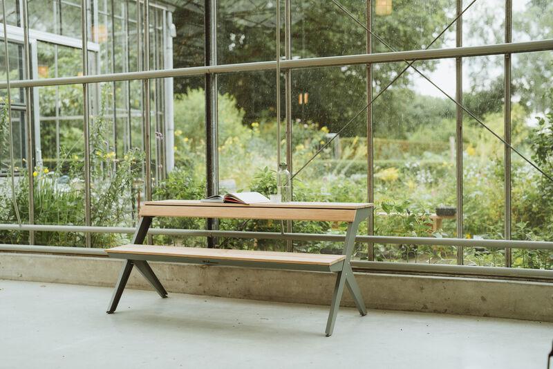 Tablebench tuintafel 167 cement gray groen