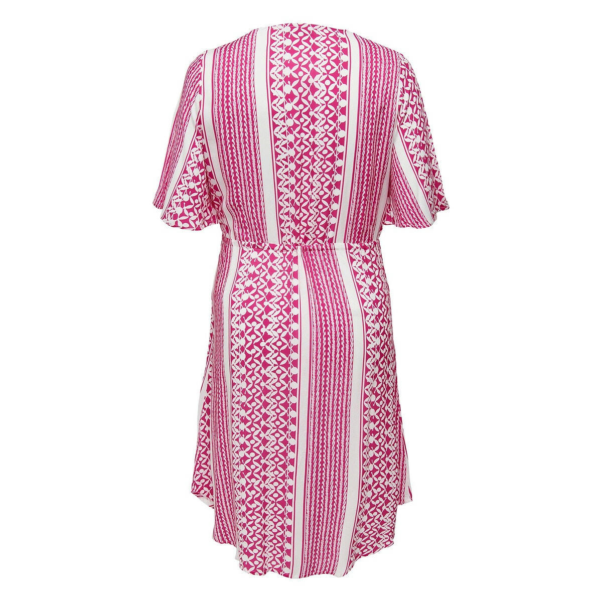 Robe courte, col V, imprimée