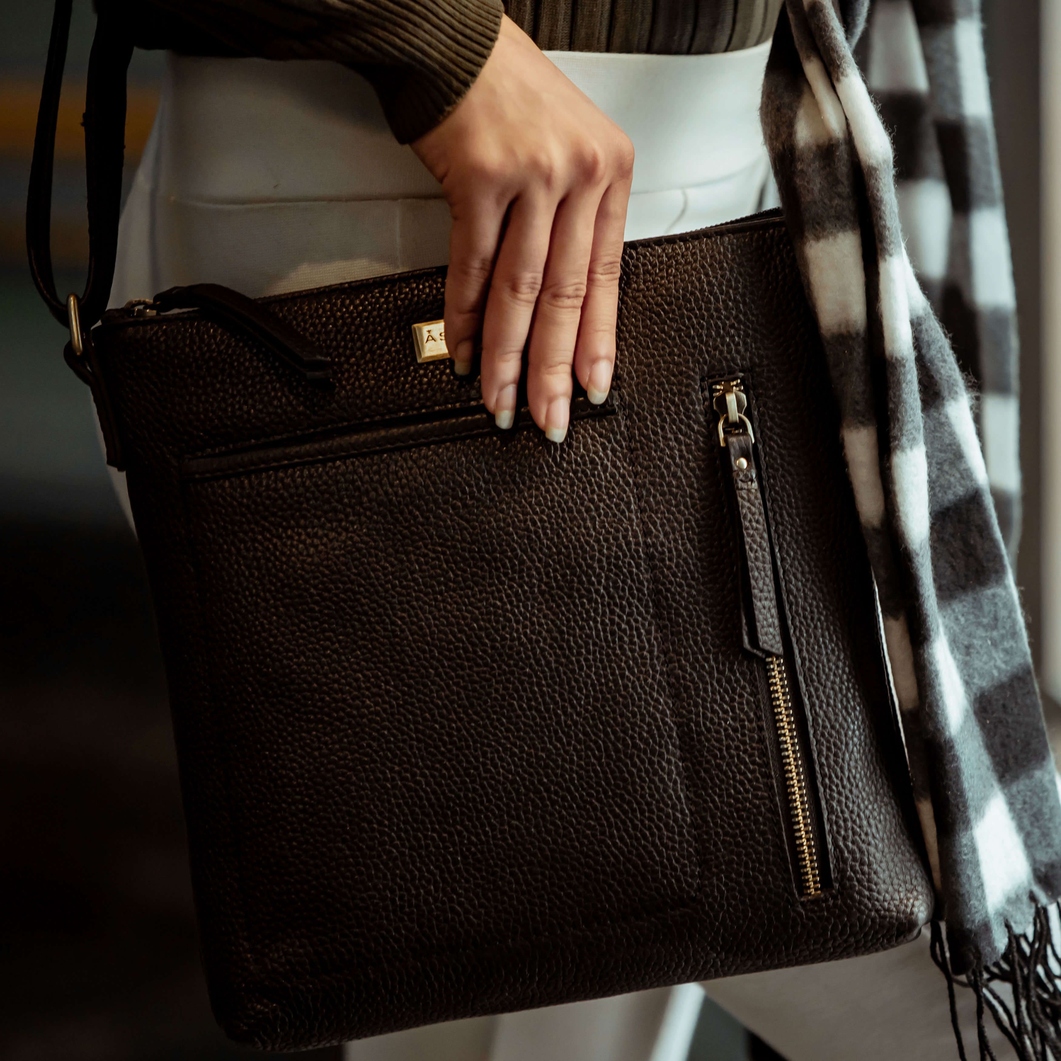 Assots London EDITH' Pebble Grain Leather Crossbody bag