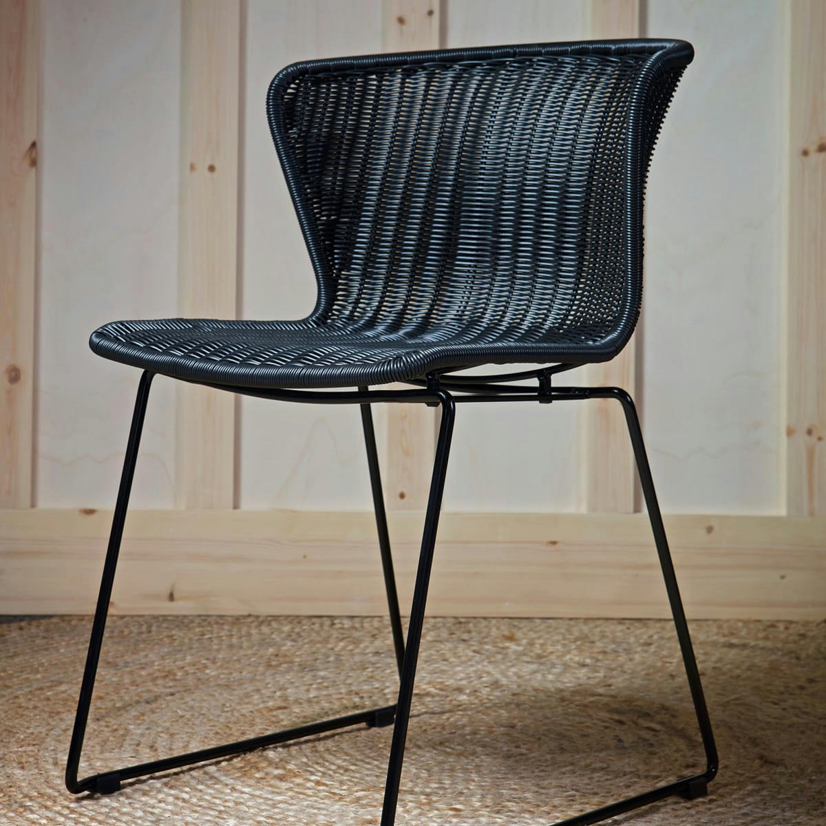 WINGS - Lot de 2 chaises indoor et outdoor en résine tressée noir