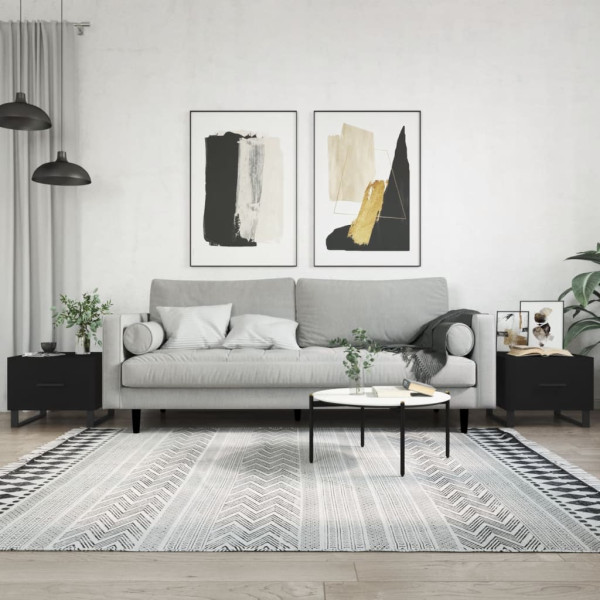 Stolik Kawowy Ława Stół Czarny 50x50x40 Szuflady Do Salonu Do Pokoju