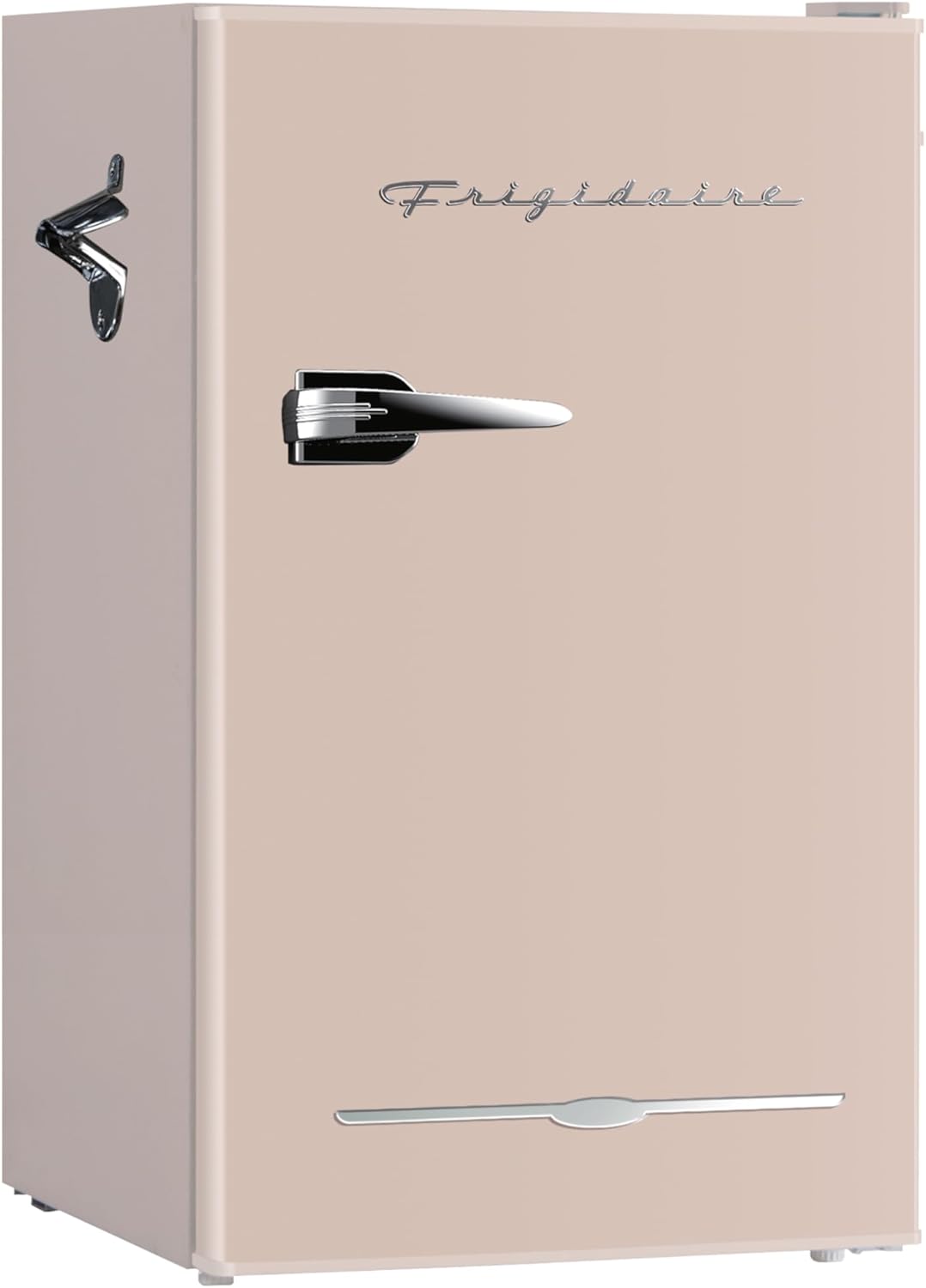 Frigidaire Retro Compact Fridge with Chiller, 3.2 cu ft Countertop Fridge with Built-In Bottle Opener, Compact Refrigerator for Office, Bedroom, Dorm Room or Cabin - 16.5 D x 19 W x 31 H (Coral)